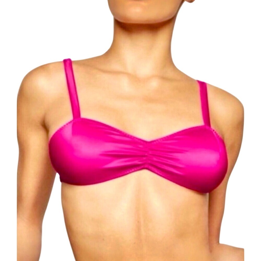 Skims Woven Shine‎ Tie Back Bralette Top in Raspberry, Size XS, NWT